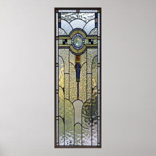 affiche de fenêtre en verre teinté d'art déco de