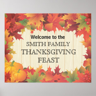 Affiche de fête de famille d'automne / d'Action de
