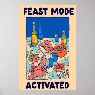 Affiche de fête de fruits de mer Mode Fête activée