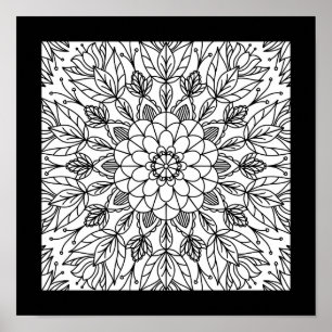 Affiche de fête de mandala de fleurs amusante pour