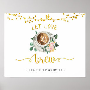 Affiche de fête de mariage Coffee Love is Brewing