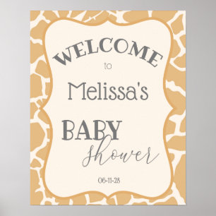 Affiche de fête prénatale pour bébé girafe garçon