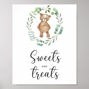 affiche de fête prénatale pour bébé ourson douceur