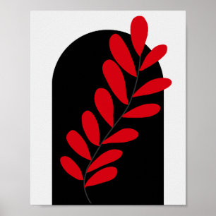 Affiche de feuilles rouges et noires de l'arche bo
