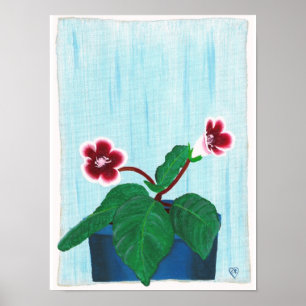 Affiche de fleur de Gloxinia violet africain rouge