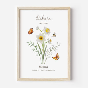Affiche de fleur de naissance de Narcisse