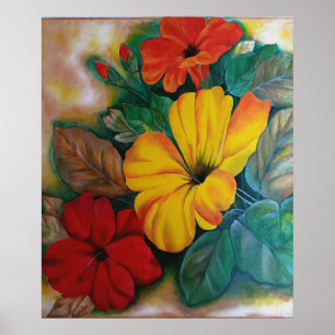 Affiche de fleur d'hibiscus tropical vibrant