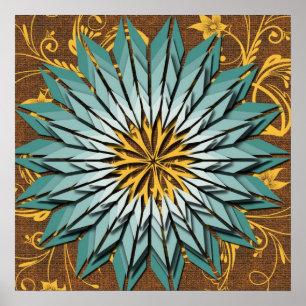 Affiche de fleurs abstraites aux tons terreux