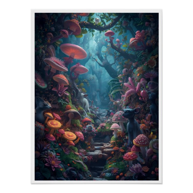 Affiche de forêt psychédélique (Devant)