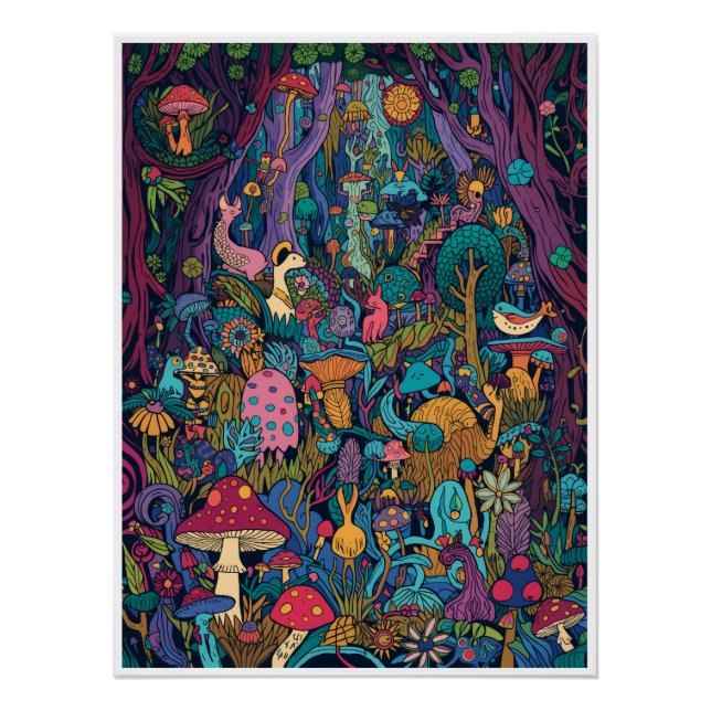 Affiche de forêt psychédélique (Devant)