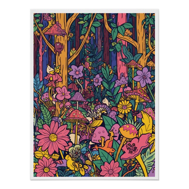 Affiche de forêt psychédélique (Devant)