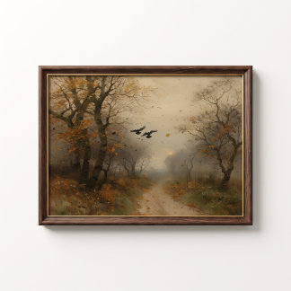 Affiche de forêt vintage Chemin d'automne des corb