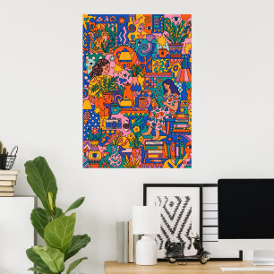 Affiche de formes abstraites en terracotta Déco