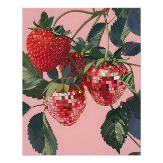 Affiche de fraises à boule disco pour impression m