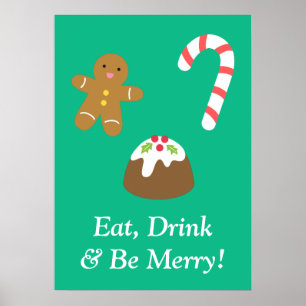Affiche de friandises de Noël Manger, boire et êtr