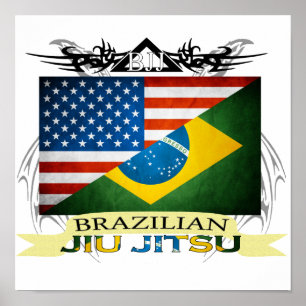 Affiche de fusion de drapeau de Jiu JItsu de