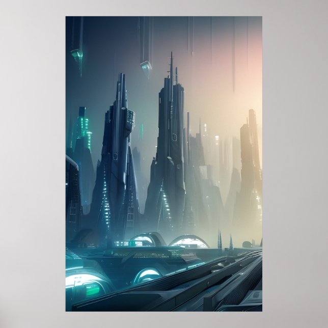 Affiche de Futuristic City with Digital Art #010 (Devant)