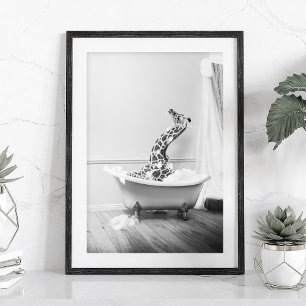 Affiche de girafe dans une baignoire