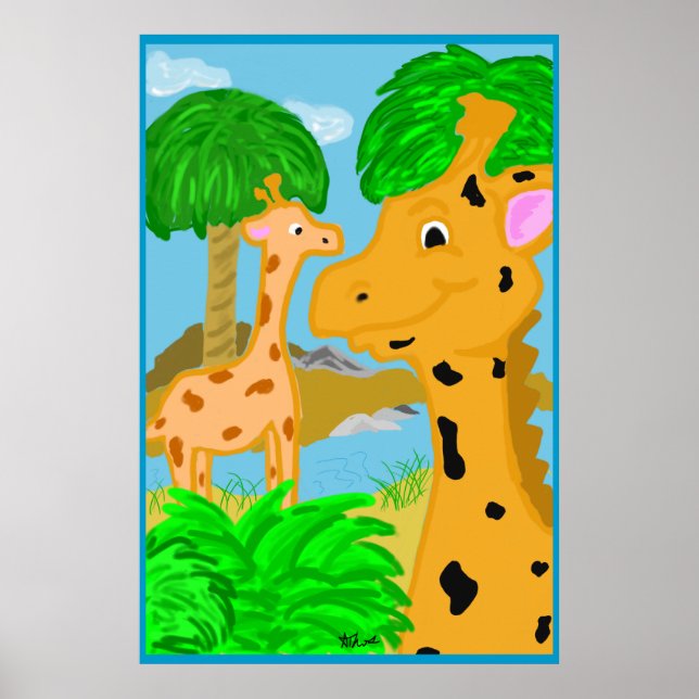 Affiche de girafe de la jungle imprimée (Devant)