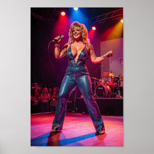 Affiche de glamour sous les projecteurs et de radi