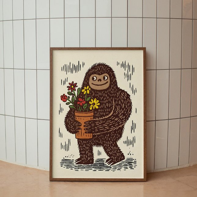 Affiche de grande qualité avec Bigfoot et fleurs (Créateur téléchargé)