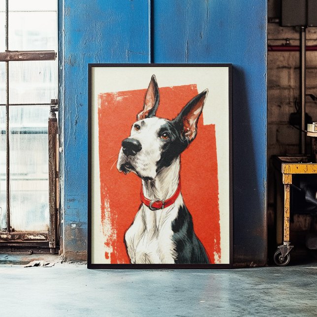 Affiche de Great Dane de cheminée Art mural (Créateur téléchargé)