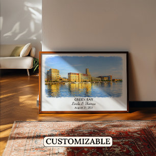 Affiche de Green Bay Wisconsin, Aquarelle, Sur mes
