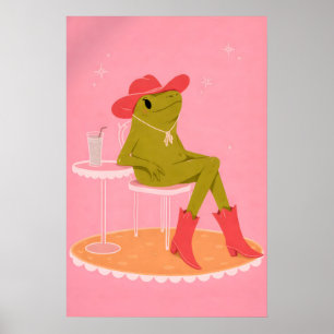 Affiche de grenouille Cowgirl, Impression d'animal