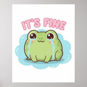 Affiche de grenouille fine esthétique mignonne de 