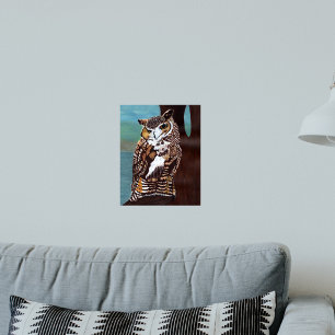 Affiche de hibou marron et blanc