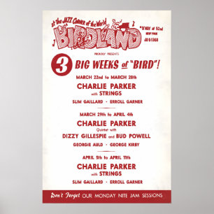 Affiche de jazz de Charlie Parker - Dizzy Gillespi