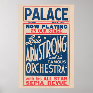 Affiche de jazz de Louis Armstrong - Théâtre du Pa