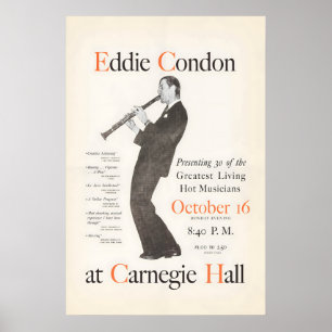 Affiche de jazz d'Eddie Condon - Au Carnegie Hall 
