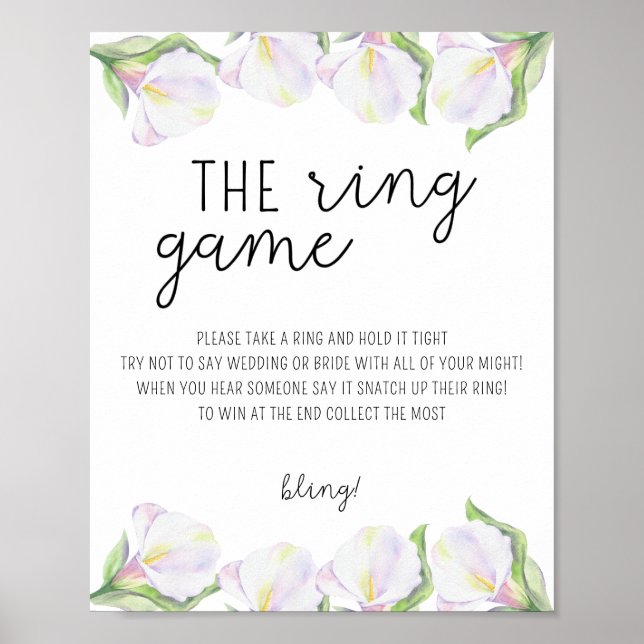 Affiche de jeu de mariage avec des fleurs de calla (Devant)