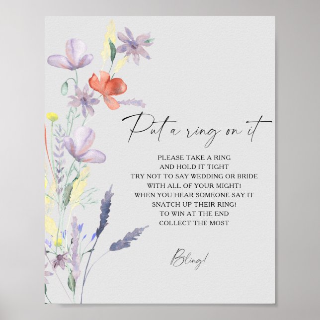 Affiche de jeu de mariage bohème floral printemps (Devant)