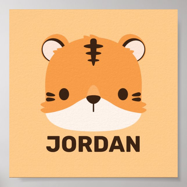 Affiche de joli tigre avec nom personnalisé (Devant)