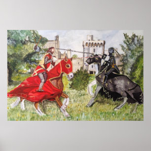 Affiche de joute médiévale contre un château