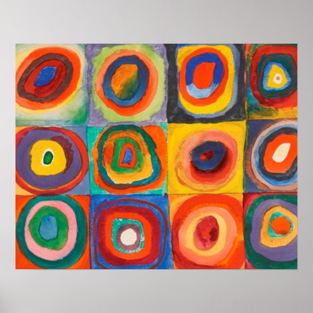 Affiche de Kandinsky Carrés Cercles Concentriques (Devant)