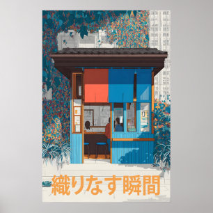 Affiche de kiosque japonais Blue Noren, rue confor