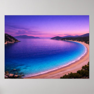 Affiche de la baie océanique au coucher de soleil