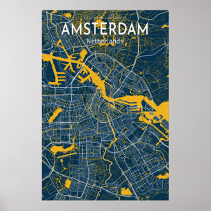 Affiche de la carte bleue d'Amsterdam, carte bleue