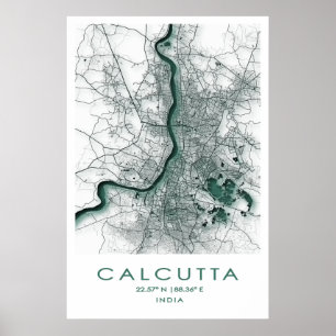 Affiche de la carte Calcutta/Kolkata  Bengale occi