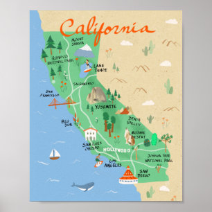 Affiche de la carte californienne