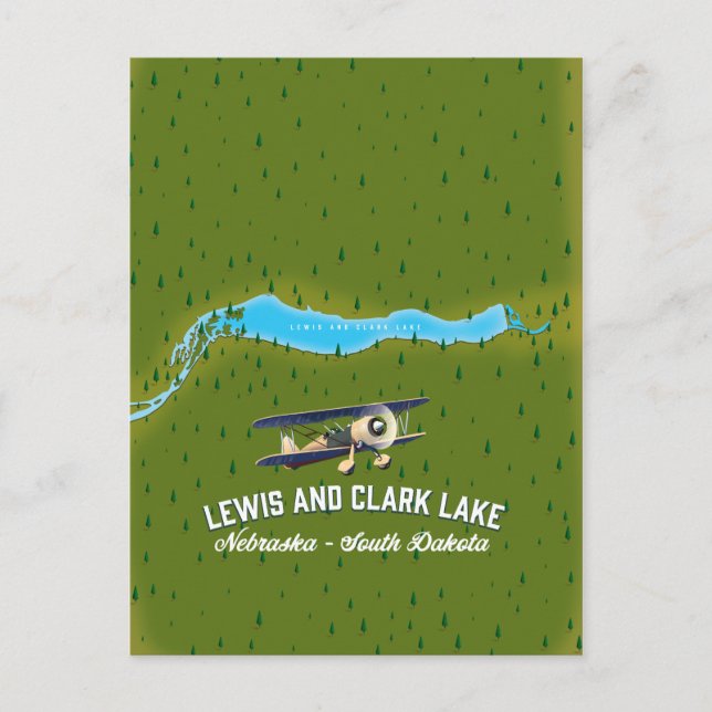 affiche de la carte de lewis et clark Lake. (Devant)