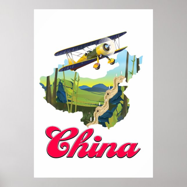 Affiche de la carte de voyage en Chine (Devant)