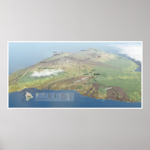Affiche de la carte des volcans d'Hawaii