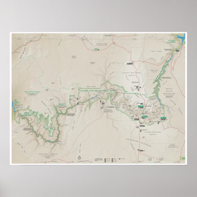 Affiche de la carte du Grand Canyon (Devant)