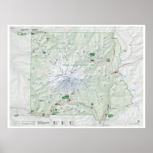 Affiche de la carte du Mont Rainier (Devant)