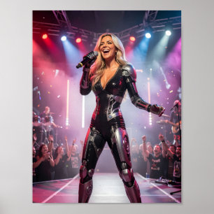 Affiche de la chanteuse de scène futuriste radieus