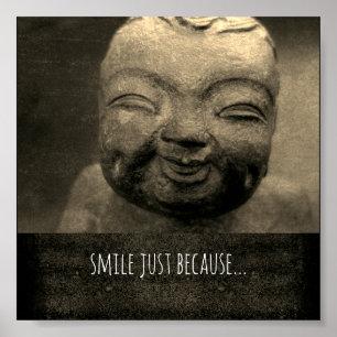 affiche de la citation zen du bonheur rire Bouddha